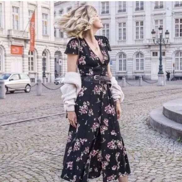 Zara Black Floral Maxi Dress - Picture 6 of 14